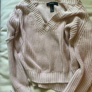 Forever 21 Pink V-Neck Sweater